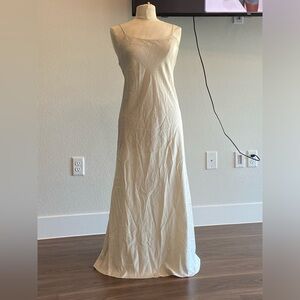 Elegant Cream Polka Dot Midi Slip  Dress Preowned